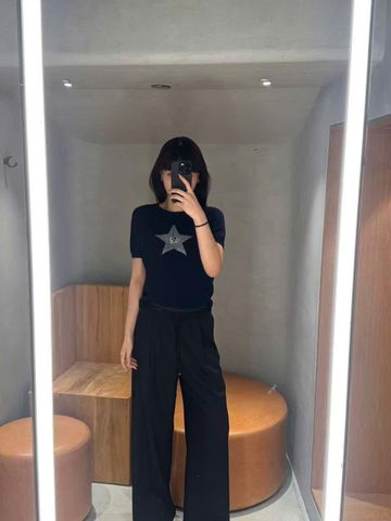  Quần vải đen cạp chun kẻ kim tuyến 