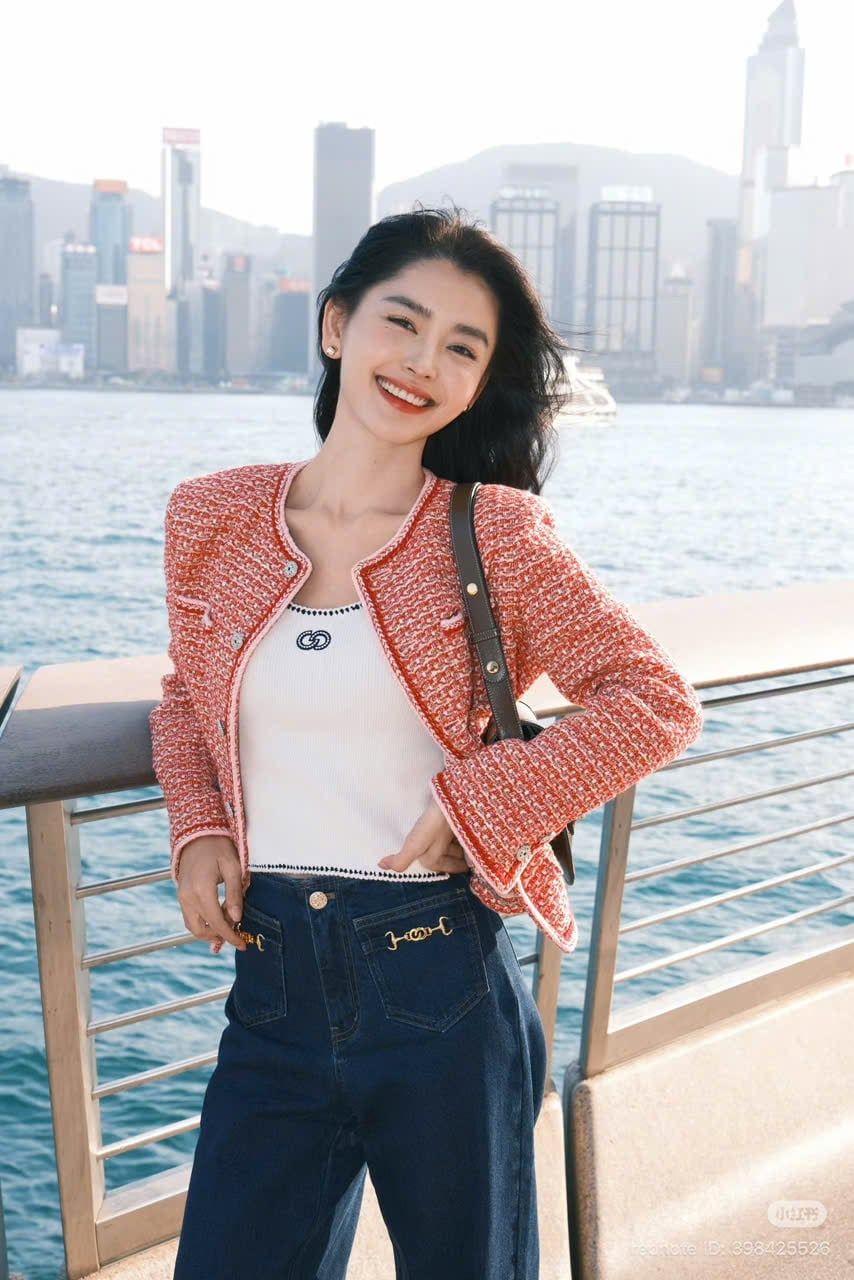  Áo tweed đỏ cam viền trắng 