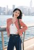  Áo tweed đỏ cam viền trắng 