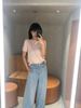  Áo hồng ngắn tay full nơ trắng (cotton lụa) 