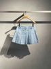  Chân váy ngắn jeans xếp ly 