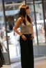  Áo tanktop xám sọc gân, chữ ngực 