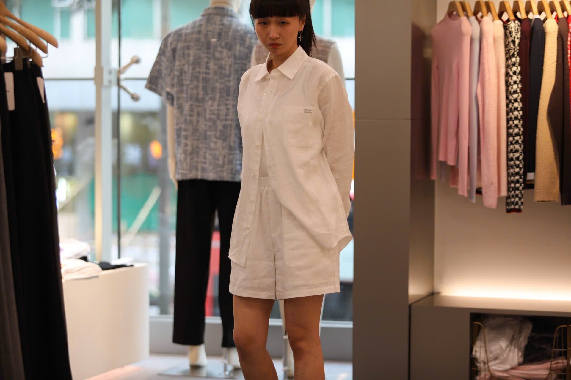  Bộ Áo sơ mi và quần sooc cạp chun trắng túi 1 bên set 