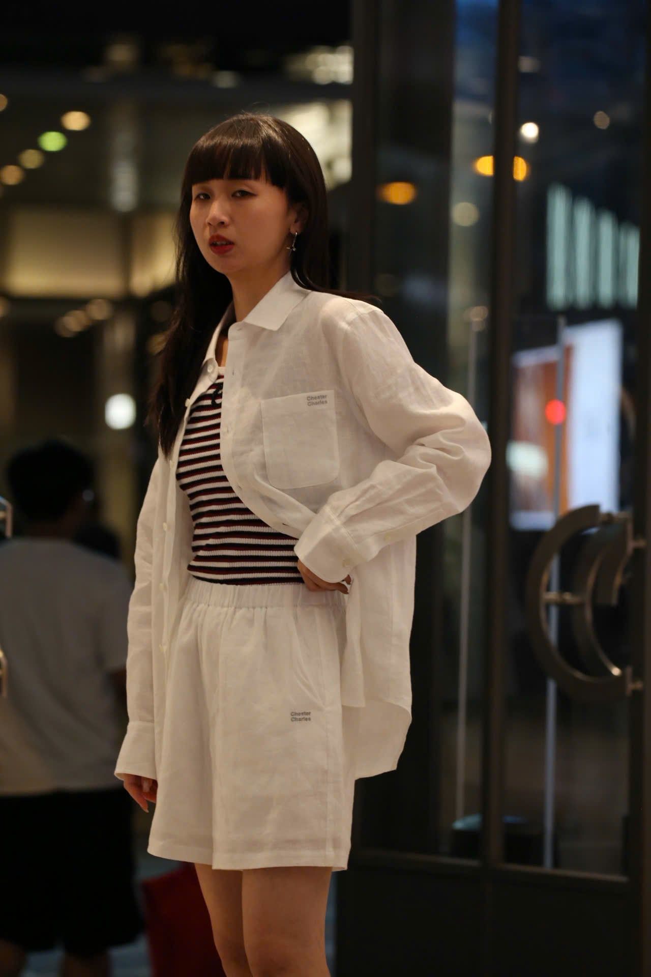  Bộ Áo sơ mi và quần sooc cạp chun trắng túi 1 bên set 
