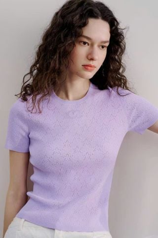 Áo ngắn tay tím pastel 