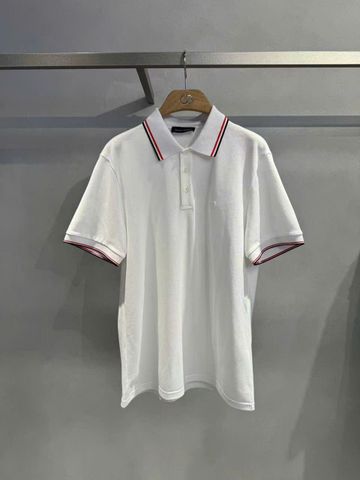  Áo Polo trắng viền cổ hai sọc đen đỏ 