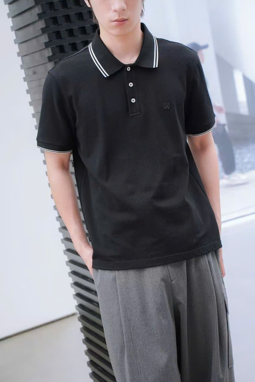  Áo Polo đen viền trắng 