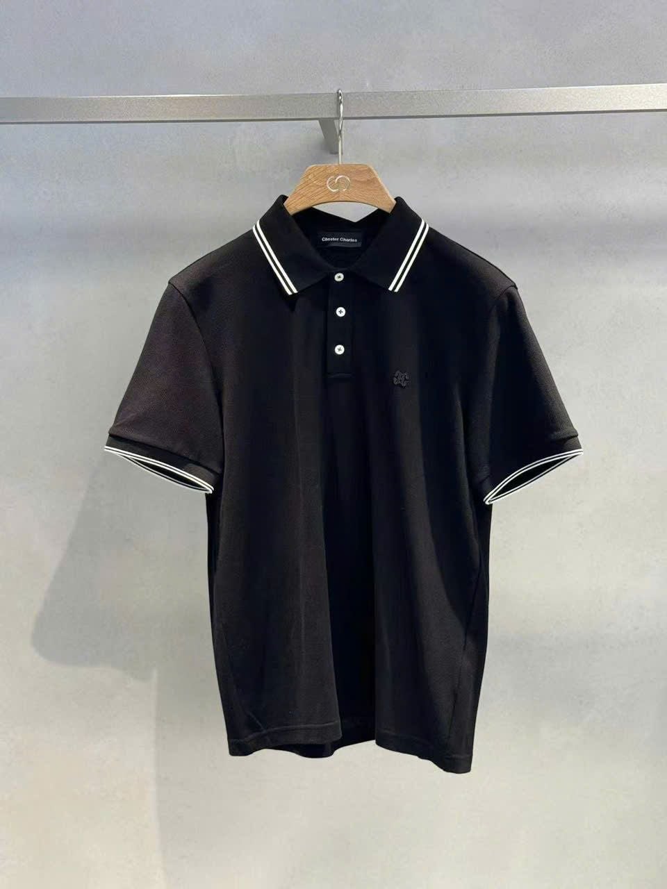  Áo Polo đen viền trắng 