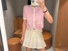  Áo CDG hồng ngắn tay viền trắng 