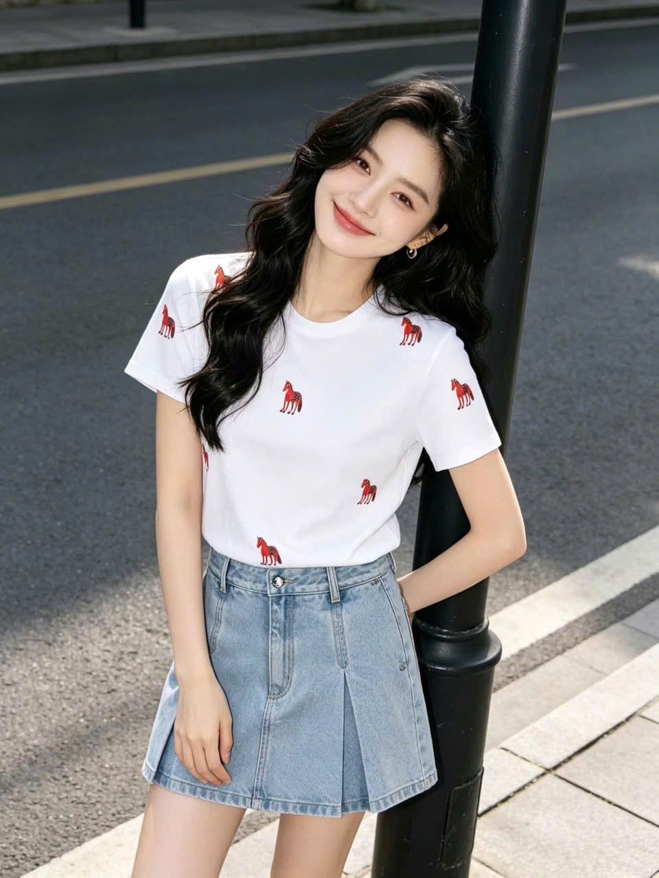  Áo phông trắng chú ngựa đỏ 