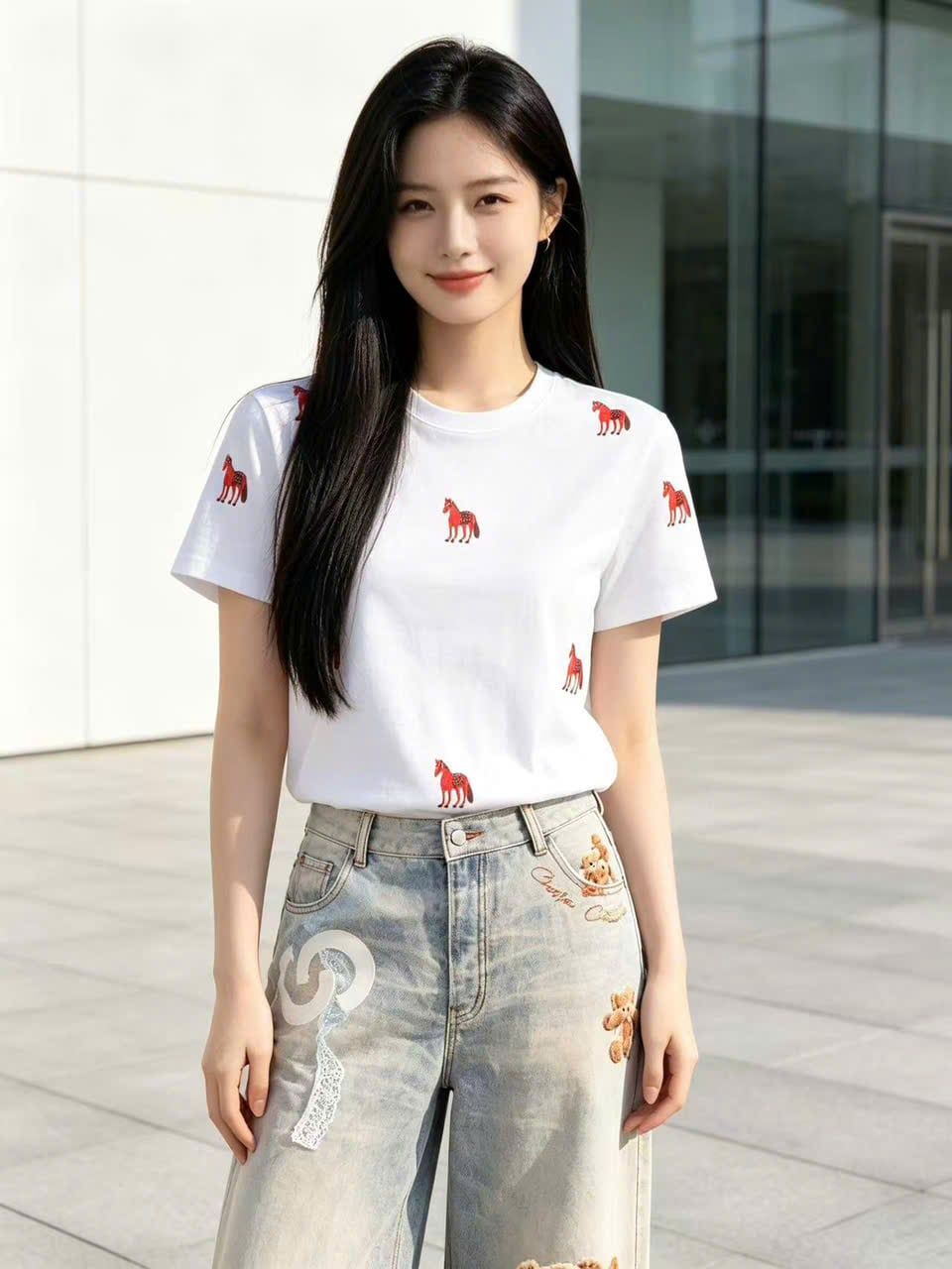  Áo phông trắng chú ngựa đỏ 