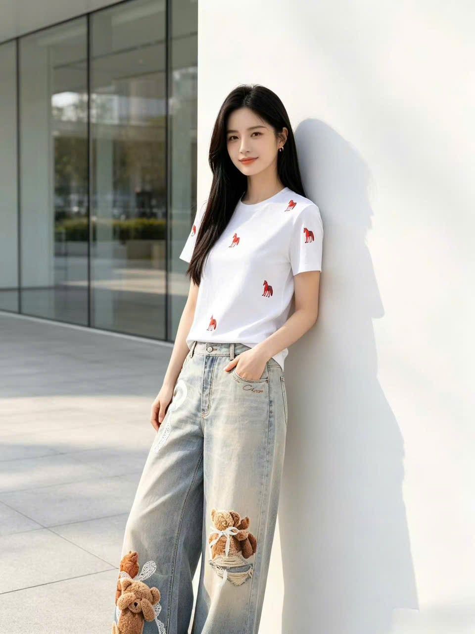  Áo phông trắng chú ngựa đỏ 