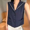  Áo gile cổ thủy thủ xanh navy 