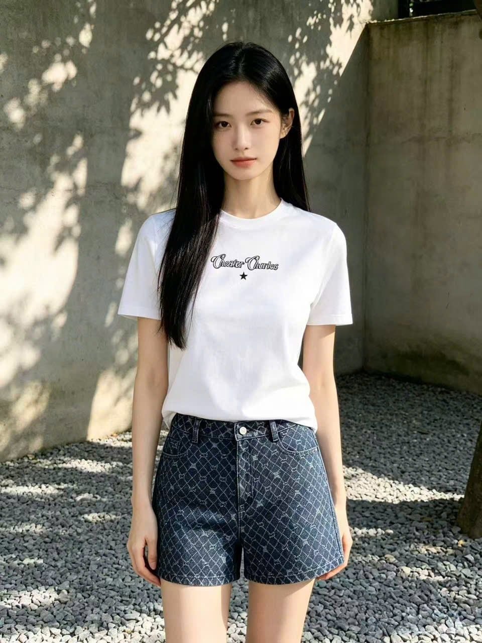  Quần sóc  Jean xanh full logo gấu 