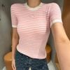  Áo kẻ Zích Zắc trắng hồng 