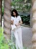  Áo CDG trắng ngắn tay 4 túi V 