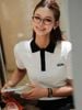  Áo Polo Trắng ngắn tay, cổ đen , Logo chữ ngực 