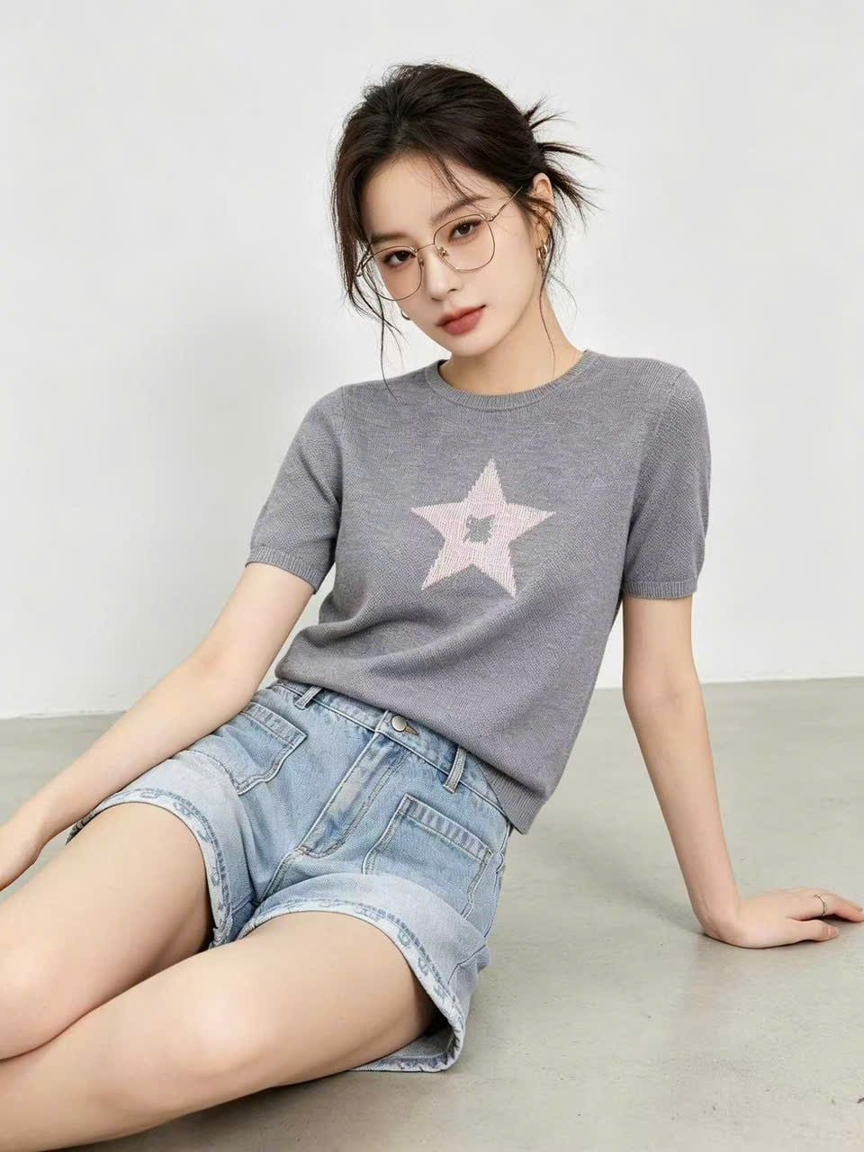  Quần sóc Jean 2 túi trước xanh nhạt 