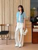  Áo CDG xanh full logo nơ trắng 