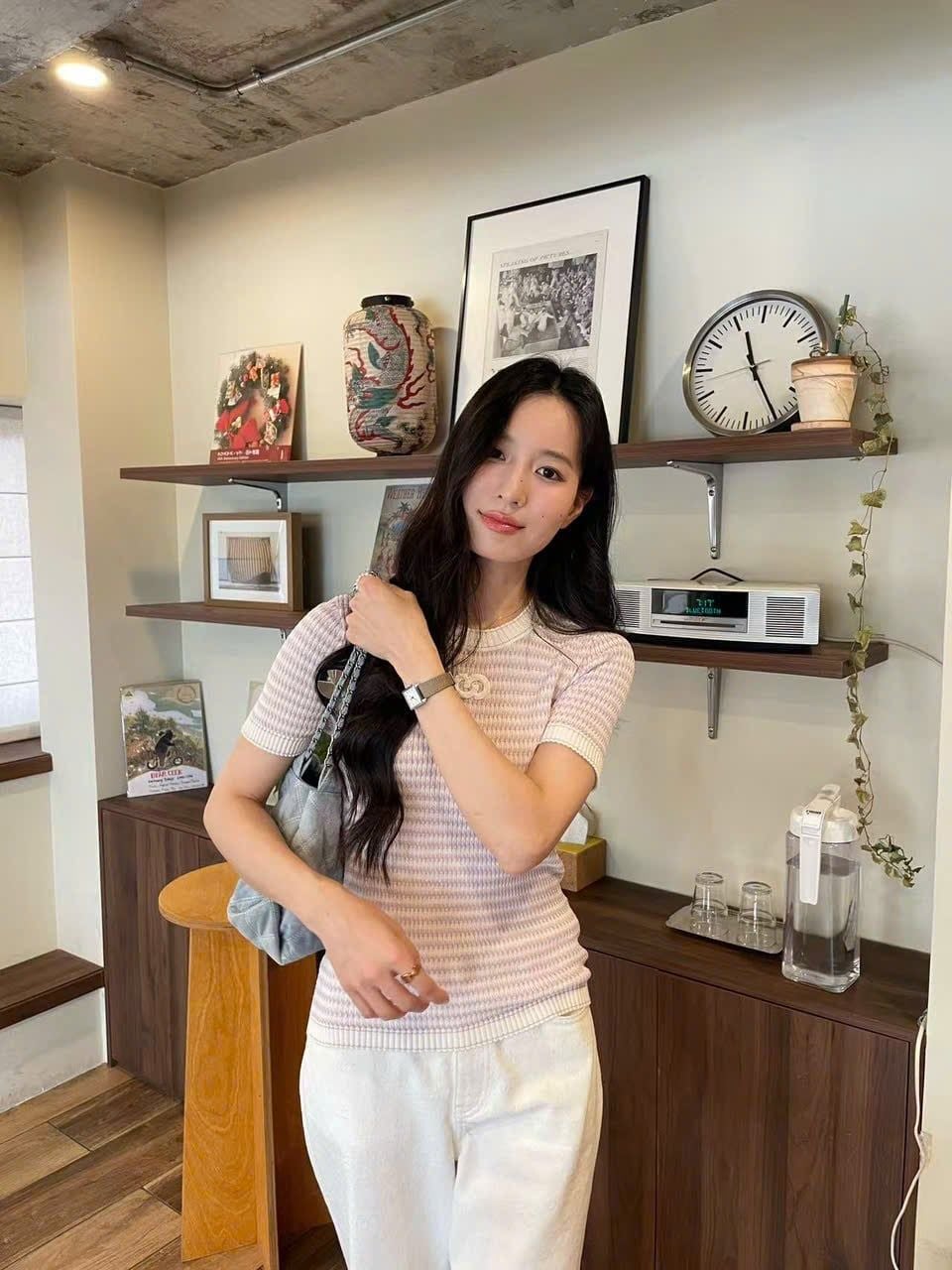  Áo kẻ Zích Zắc trắng tím 