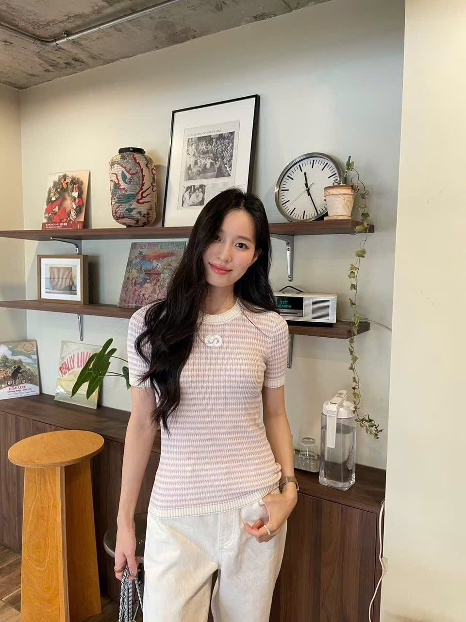  Áo kẻ Zích Zắc trắng tím 