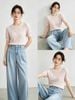  Quần jean giấy xanh logo tròn túi sau 