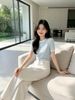  Áo kẻ Zích Zắc trắng xanh 