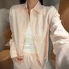  Bộ Áo sơ mi và quần dài cạp chun - be hồng nhạt logo trắng set 