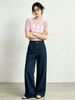  Quần Jeans ống suông xanh denim túi chéo 