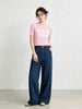  Quần Jeans ống suông xanh denim túi chéo 