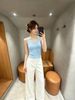  Áo tanktop gân xanh pastel thêu gấu 