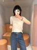  Quần Jeans ống suông xanh denim túi chéo 