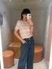  Quần Jeans ống suông xanh denim túi chéo 