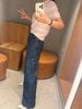  Quần Jeans ống suông xanh denim túi chéo 