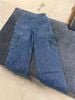  Quần Jeans ống suông xanh denim túi chéo 