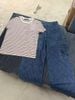  Quần Jeans ống suông xanh denim túi chéo 