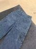  Quần Jeans ống suông xanh denim túi chéo 