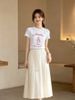  Áo T-shirt Trắng in hình ly kem chữ đỏ 