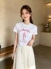  Áo T-shirt Trắng in hình ly kem chữ đỏ 