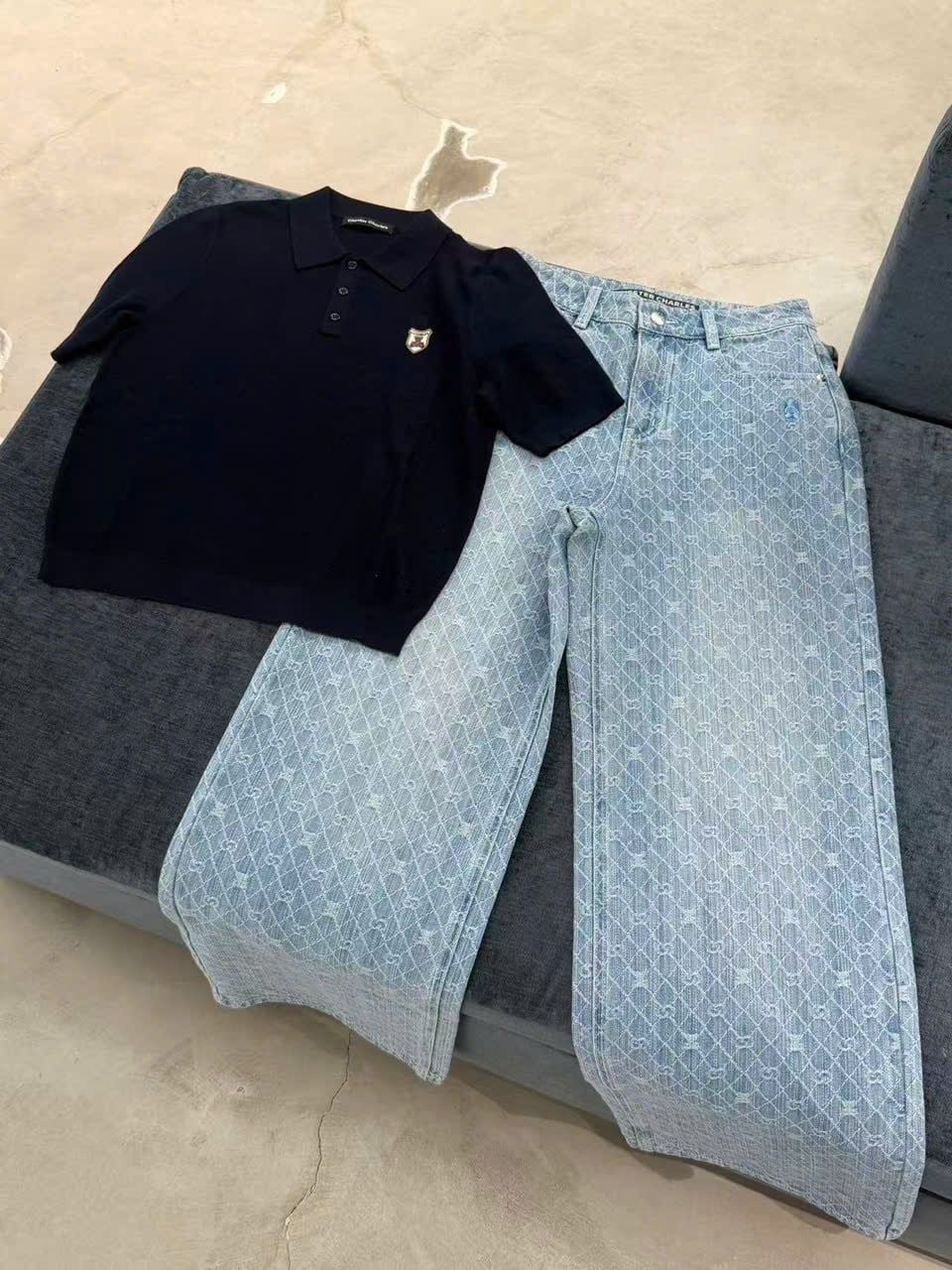  Áo polo xanh navy logo huy hiệu 