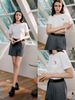  Quần sooc vải xám, cạp chun đen chữ CC 