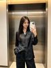  Áo sơ mi lụa Đen kẻ trắng 