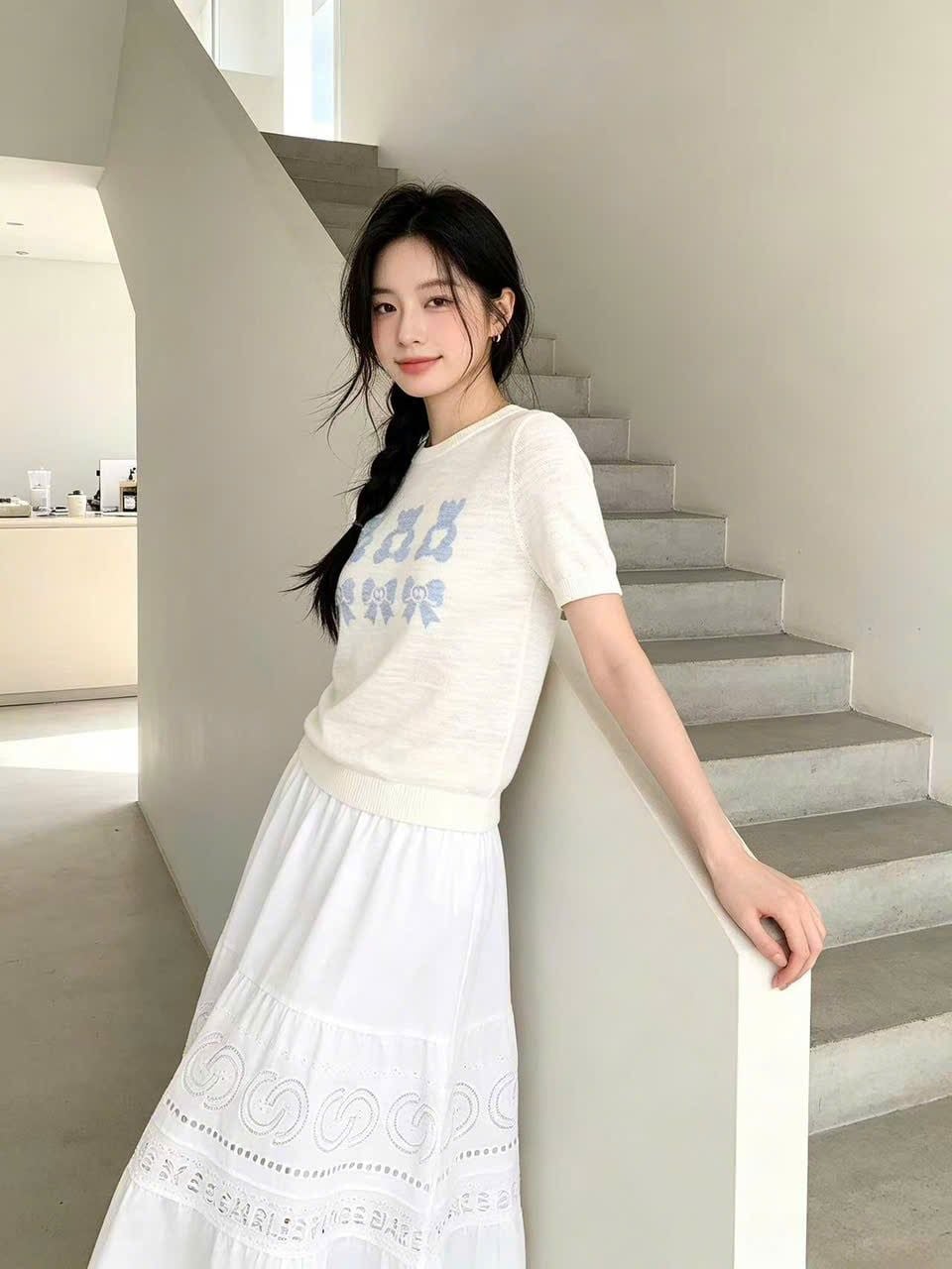  Áo dệt kim Gấu Nơ Xanh 
