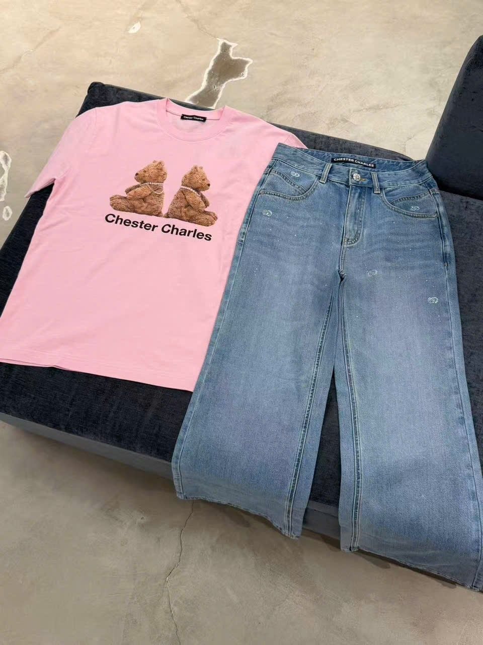  Áo thun Hồng Pastel Gấu đôi 