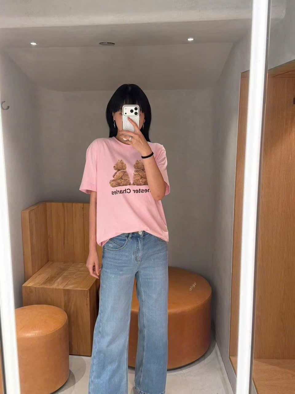  Áo thun Hồng Pastel Gấu đôi 