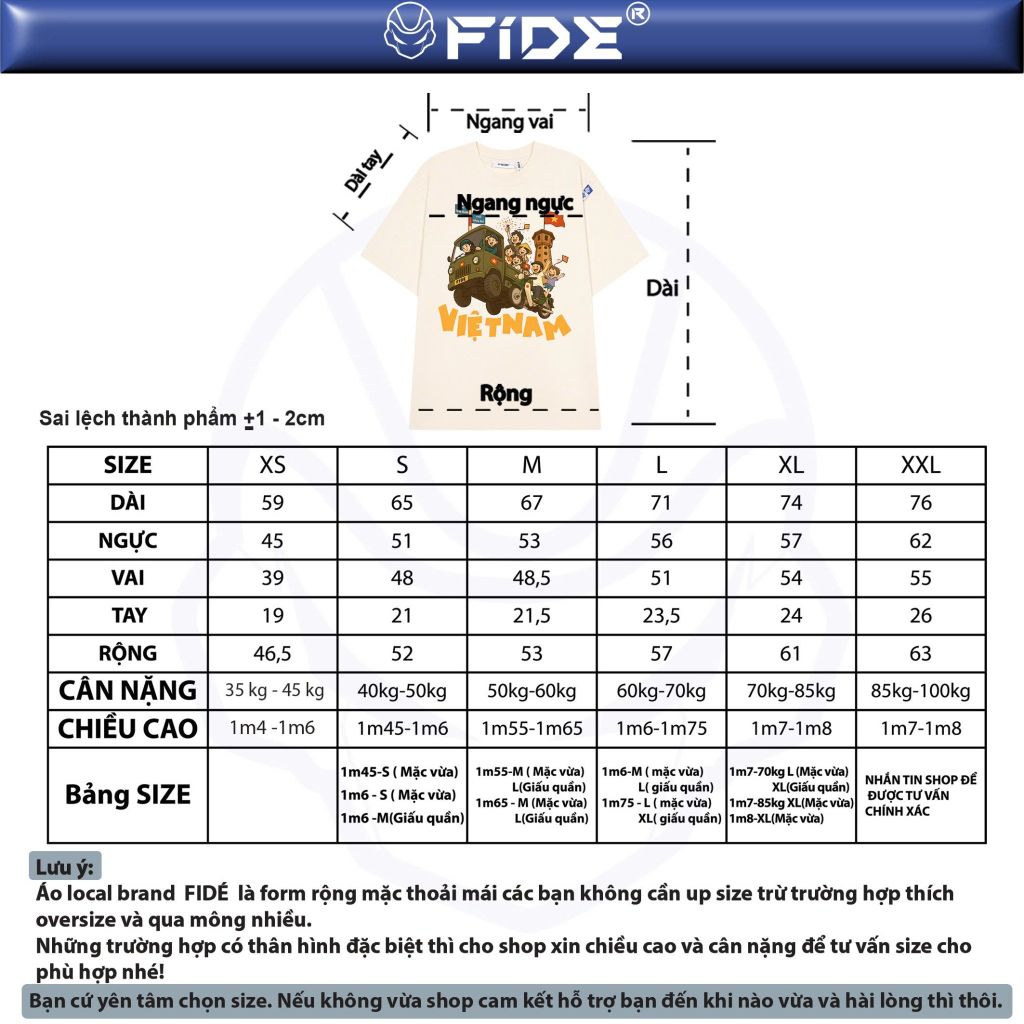 Áo thun FIDE Việt Nam phông unisex form rộng local brand nam nữ cổ tròn oversize - AT198