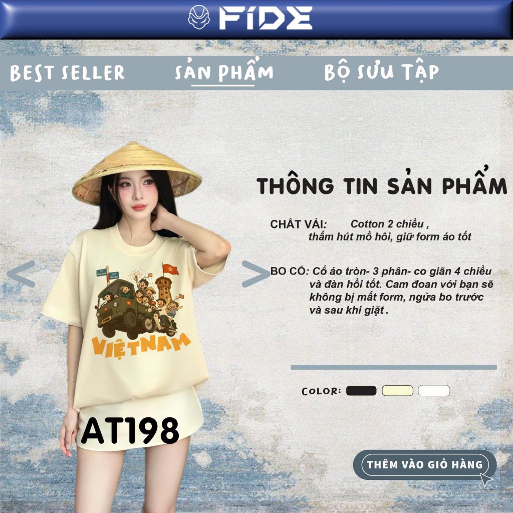 Áo thun FIDE Việt Nam phông unisex form rộng local brand nam nữ cổ tròn oversize - AT198