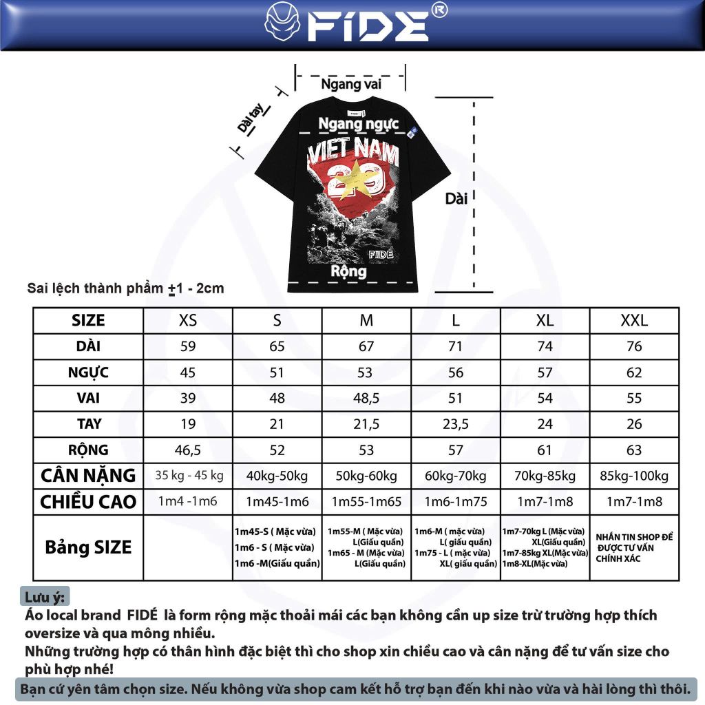 Áo thun FIDE Việt Nam phông unisex form rộng local brand nam nữ cổ tròn oversize - AT200
