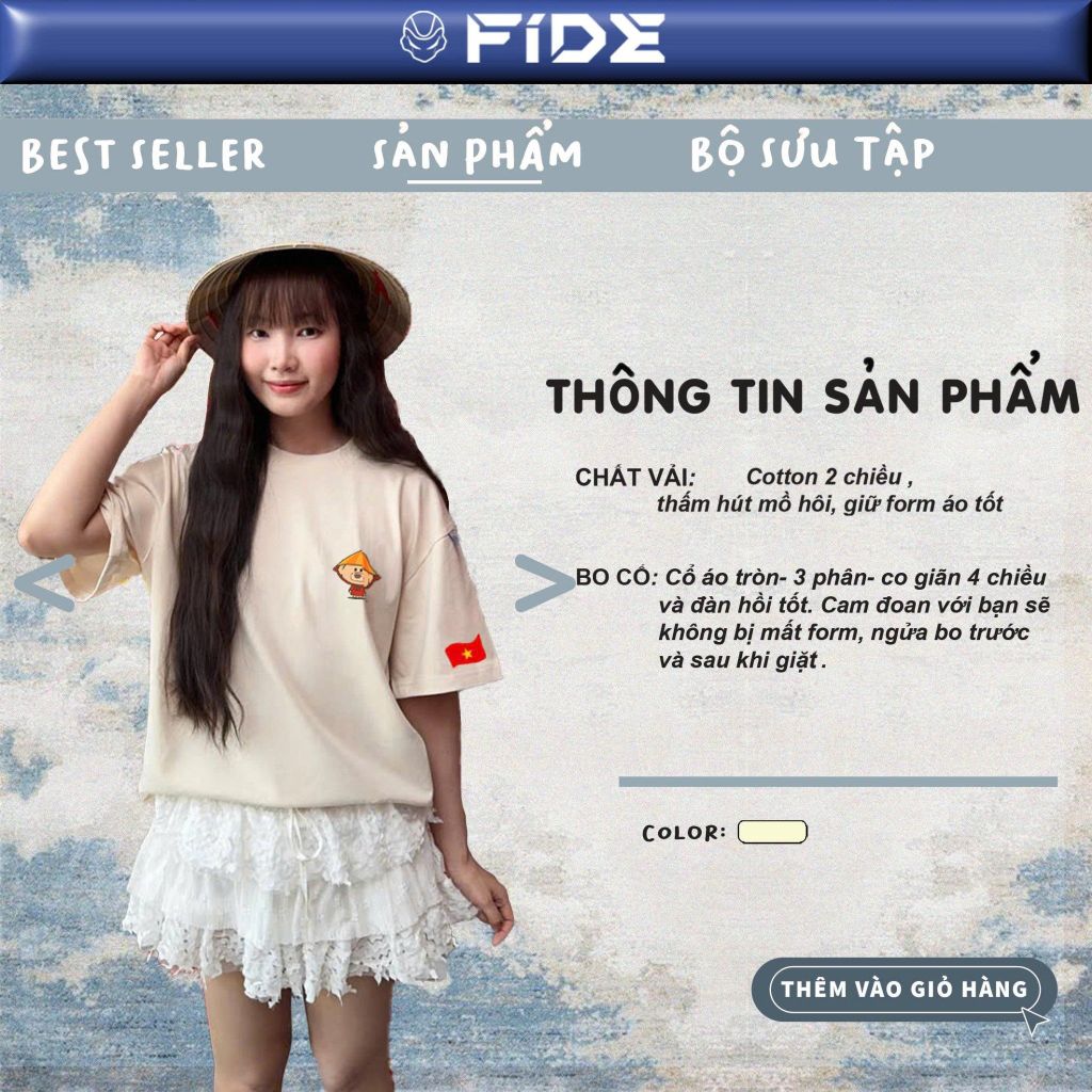 Áo thun FIDE Việt Nam phông unisex form rộng local brand nam nữ cổ tròn oversize - AT201