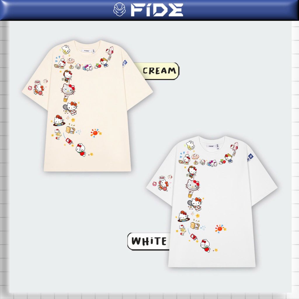 Áo thun FIDE Hello Kitty phông unisex form rộng local brand nam nữ cổ tròn oversize - AT203